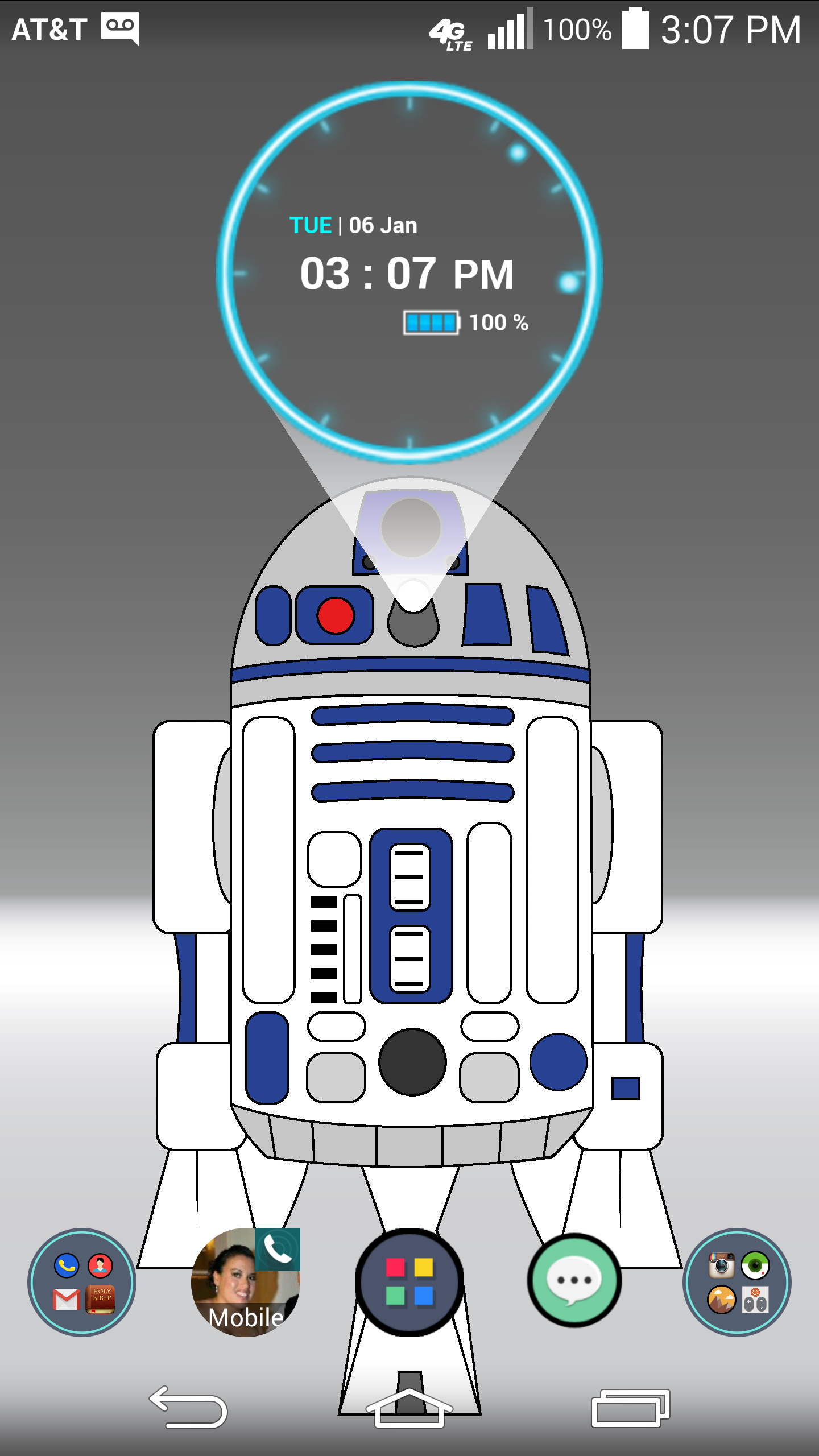 Also I Tried Neon Clock Widget And Used It As Home - Lock Screen R2d2 Iphone , HD Wallpaper & Backgrounds
