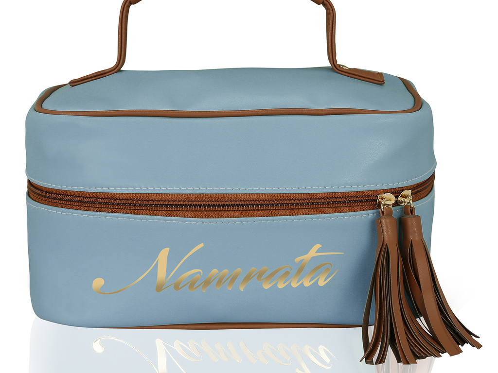 Personalized Sky Blue Make Up Kit - Messenger Bag , HD Wallpaper & Backgrounds