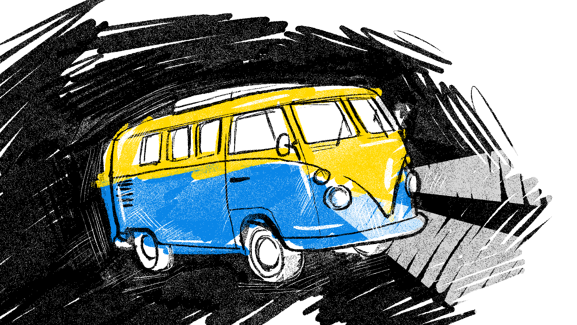 'yellow Blue Bus' Aku Mencintaimu - Yellow And Blue Bus , HD Wallpaper & Backgrounds