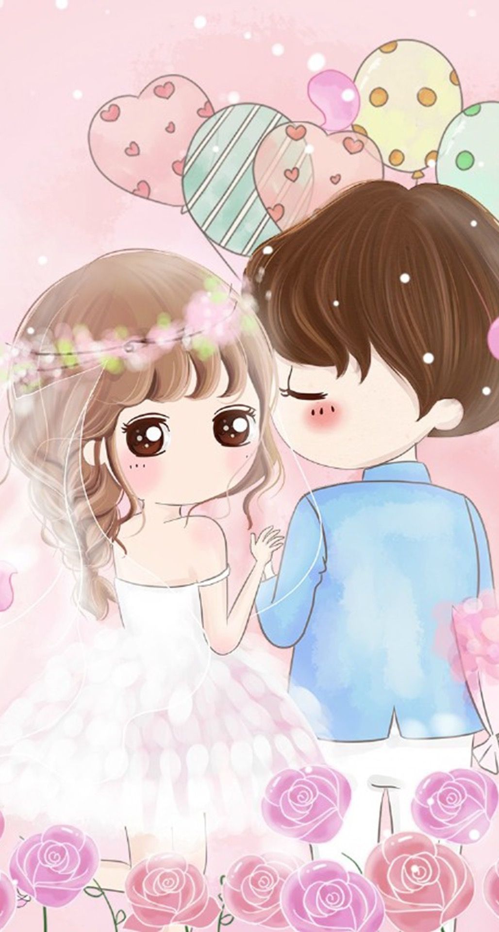 Love Cute - Anime Cute Couple Pic Cartoon , HD Wallpaper & Backgrounds