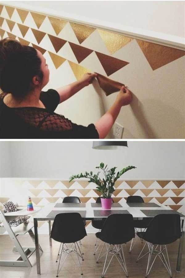 Dekorasi Warna Emas Berbentuk Segitiga Diy Wallpaper, - Wall Decor Contact Paper , HD Wallpaper & Backgrounds