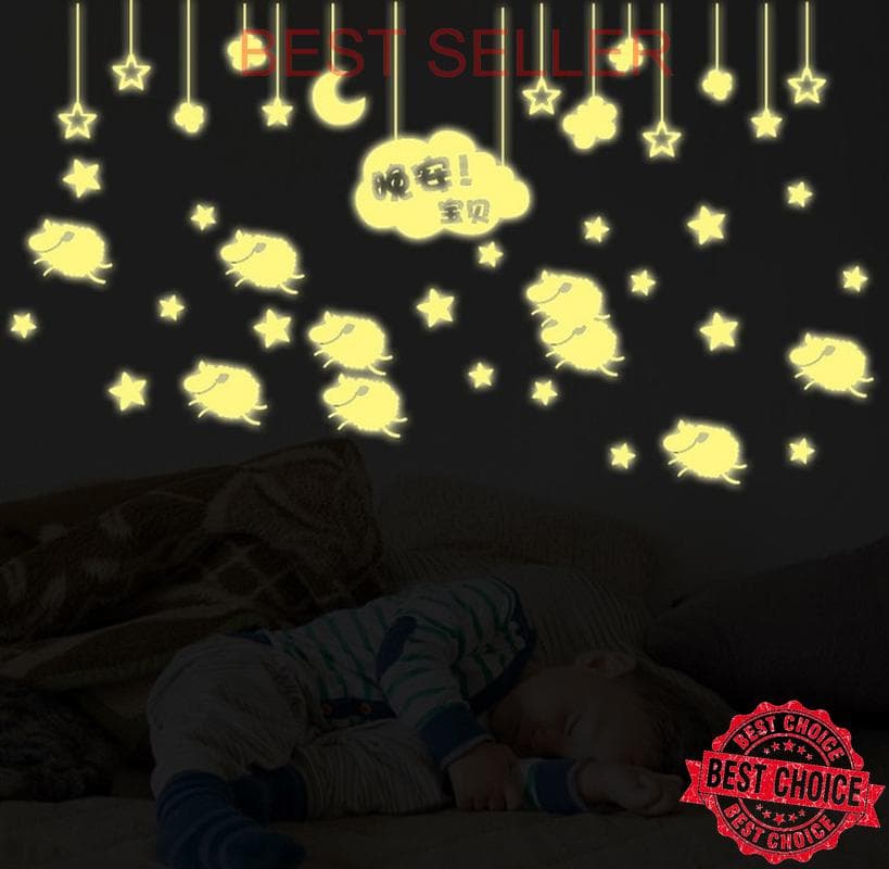 Jual Set Stiker Dekorasi Glow In The Dark Motif Domba - Selamat Malam Sticker , HD Wallpaper & Backgrounds