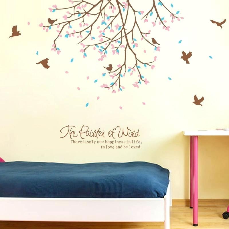 Flying Birds Among Flowers Tree Branches Wall Stickers - Wallsticker Am9123 , HD Wallpaper & Backgrounds