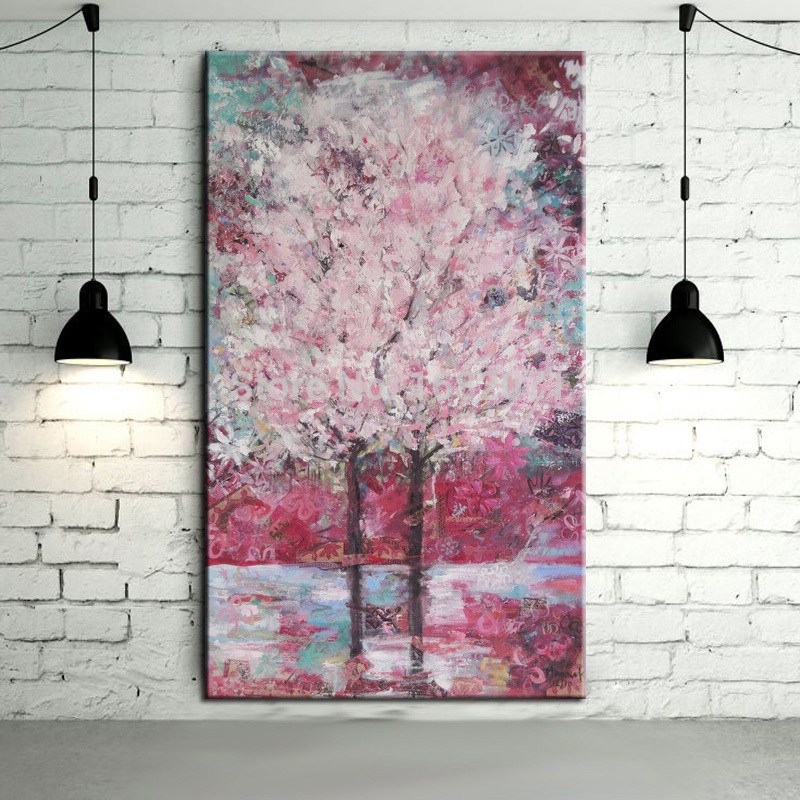 Com Contoh Lukisan Bungan Dan Pohon Sakura Desain Minimalis - Abstract Flamenco Dancer Painting , HD Wallpaper & Backgrounds