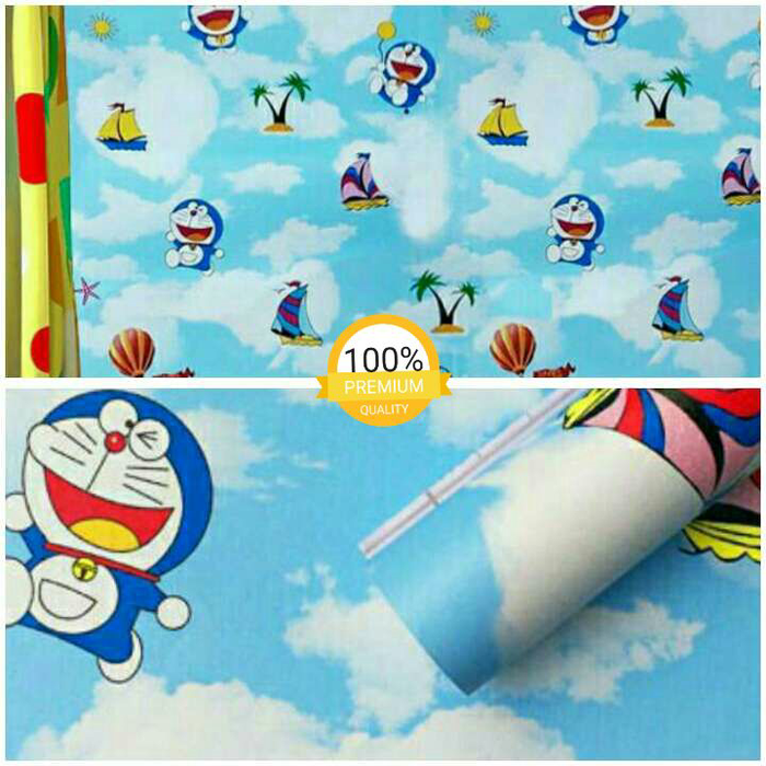 Wallpaper Sticker Dinding Biru Motif Doraemon Pohon - Doraemon Sticker , HD Wallpaper & Backgrounds