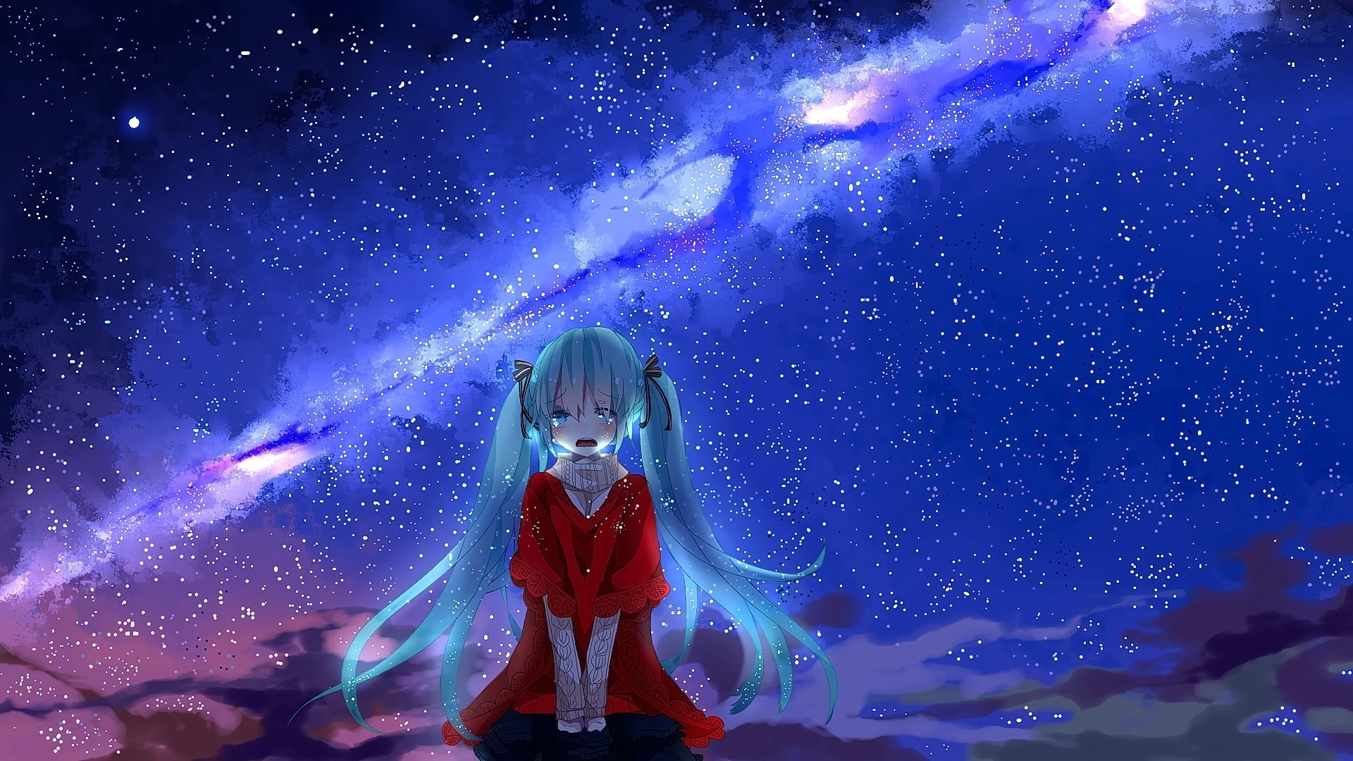 8 Di Bawah Kerlap-kerlip Bintang Di Langit Malam - Sad Anime Wallpaper Hd , HD Wallpaper & Backgrounds