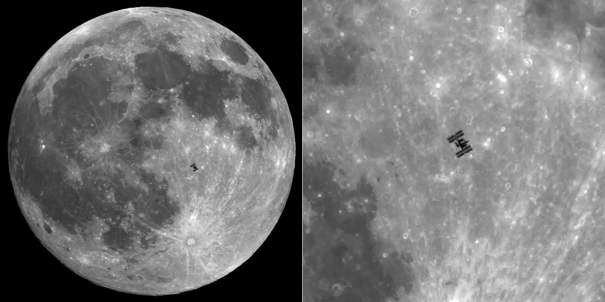 Iss Melintas Depan Bulan Purnama Pada 20 Desember - Iss Passing The Moon , HD Wallpaper & Backgrounds