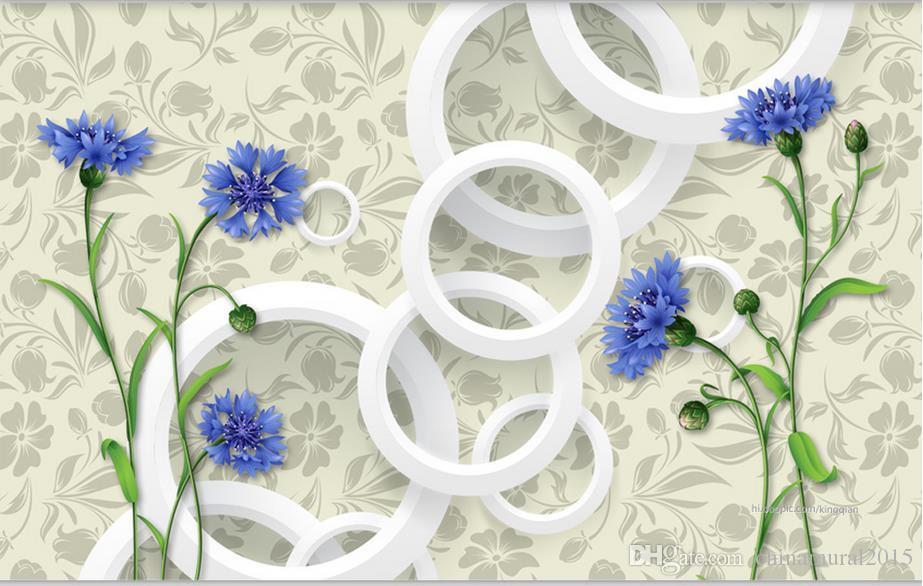 3d Room Wallpaper Warm Fashion Blue Flowers Wallpaper - Wallpaper , HD Wallpaper & Backgrounds