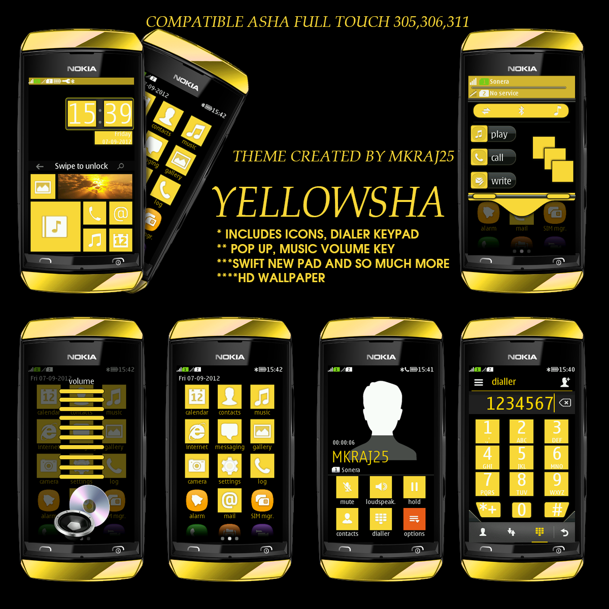 Yellowsha - Tema Nokia Asha 311 , HD Wallpaper & Backgrounds
