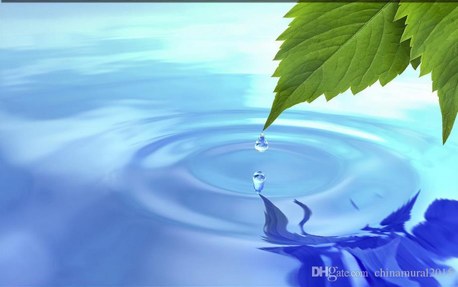 3d Nature Wallpapers Water Drop Green Leaf Tv Background - Folha Caida Na Agua , HD Wallpaper & Backgrounds