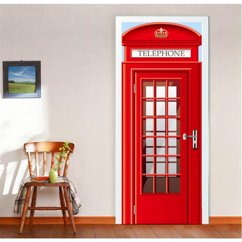 British Red Phone Booth Diy Wall Painting Mural Wallpaper - Telephone London , HD Wallpaper & Backgrounds