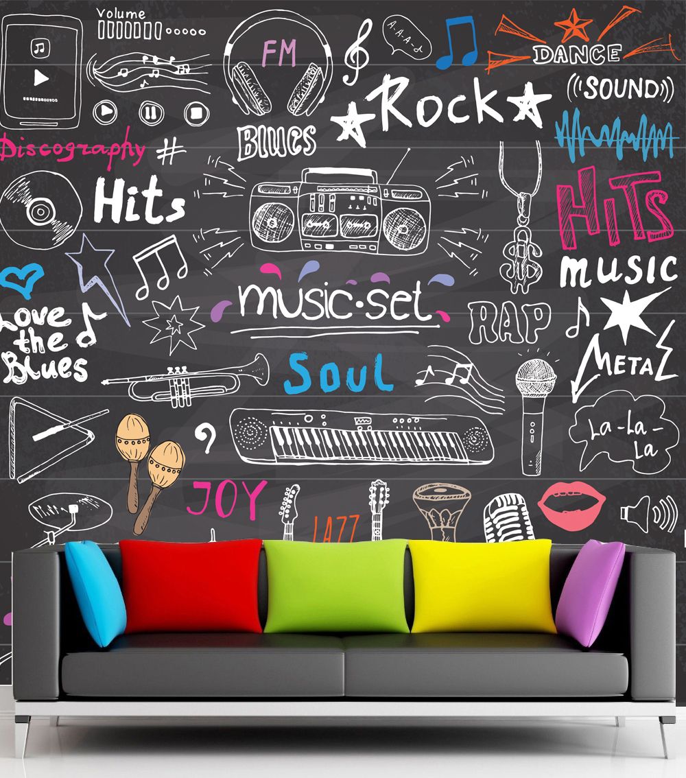 Jual Wallpaper Dinding Custom Motif Music - Chalkboard Music Ideas , HD Wallpaper & Backgrounds