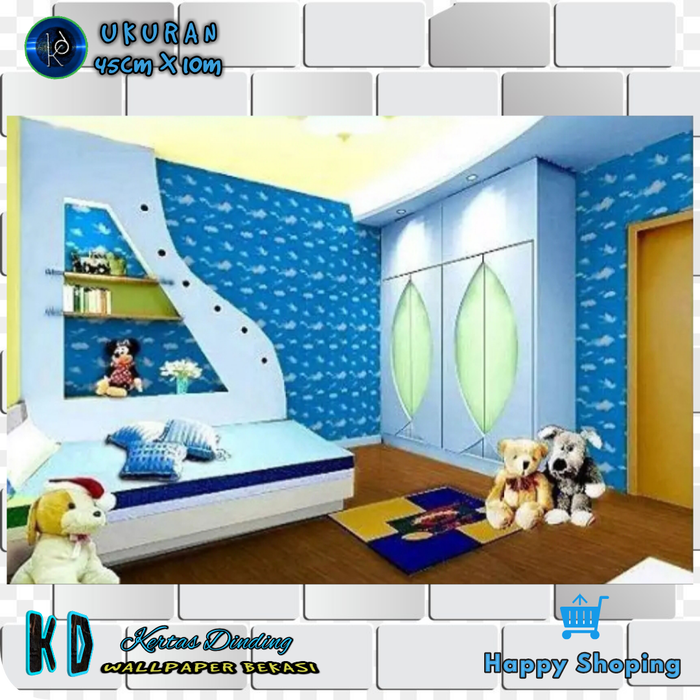 Wallpaper Dinding Biru Awan - Kids Room Furniture , HD Wallpaper & Backgrounds