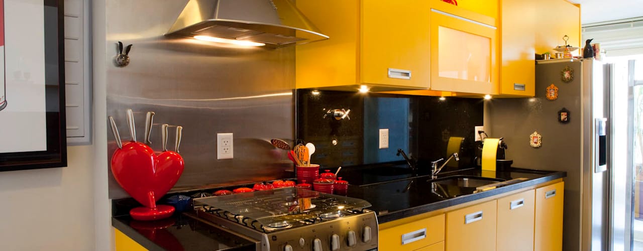 Dapur By Asenne Arquitetura - Cozinha Planejada Amarelo E Preto Apartamento , HD Wallpaper & Backgrounds