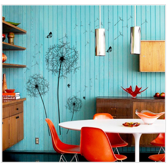 Sticker Wallpaper Dinding Black Dandelion Bahan Plastik Desain