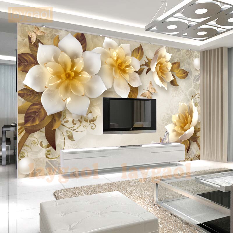 Custom Photo Wallpaper Murals 3d Stereo Relief Camellia - Tapety 3d Do Salonu Kwiaty , HD Wallpaper & Backgrounds