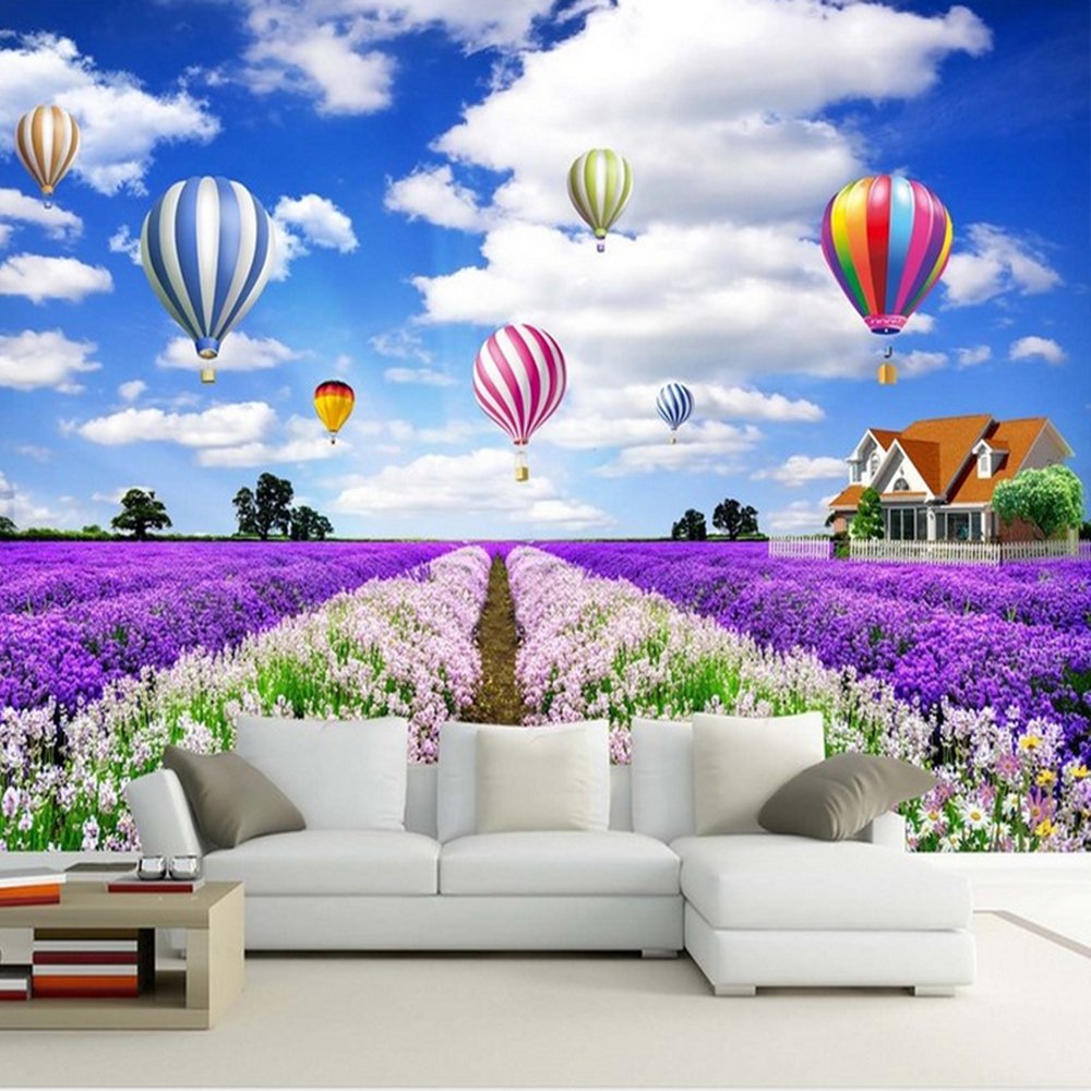 3d Photo Wallpaper Air Balloon Modern Lavender Pattern - Tranh Dán Tường Hàn Quốc , HD Wallpaper & Backgrounds