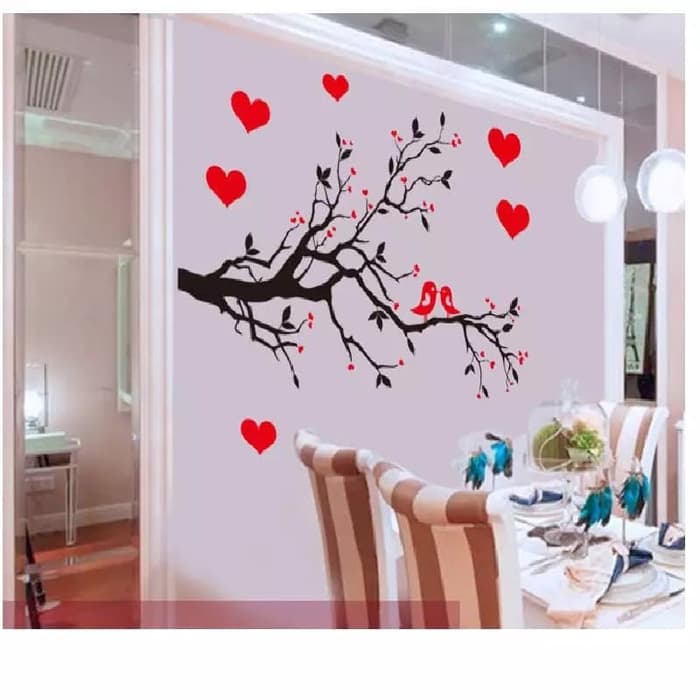 Wallpaper Dinding Ranting Pohon Sakura 50 X 70 Kode - Love Birds , HD Wallpaper & Backgrounds