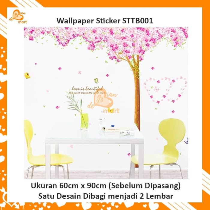 Wallpaper Dinding Wall Sticker Besar Motif Pohon Sakura - Harga Wallpaper Dinding Panda , HD Wallpaper & Backgrounds