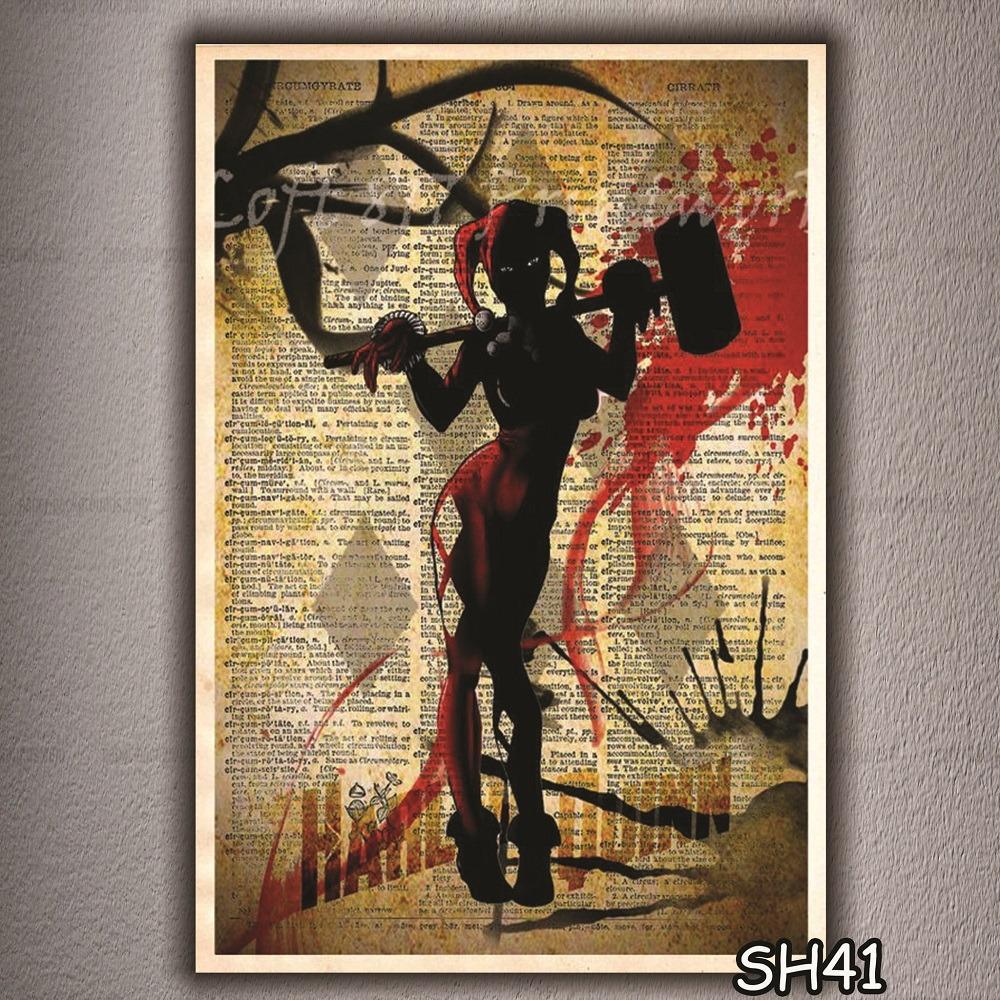 Hiasan Dinding Poster Kayu Art Wall Decor Super Heroes - Classic Harley Quinn Art , HD Wallpaper & Backgrounds