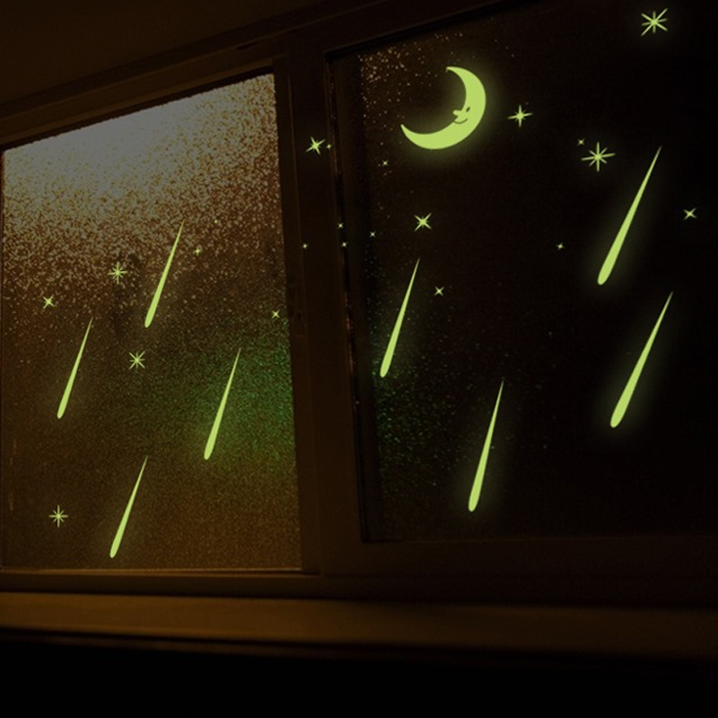 Hujan Meteor Bulan Bintang Malam Pencahayaan Stiker - Darkness , HD Wallpaper & Backgrounds