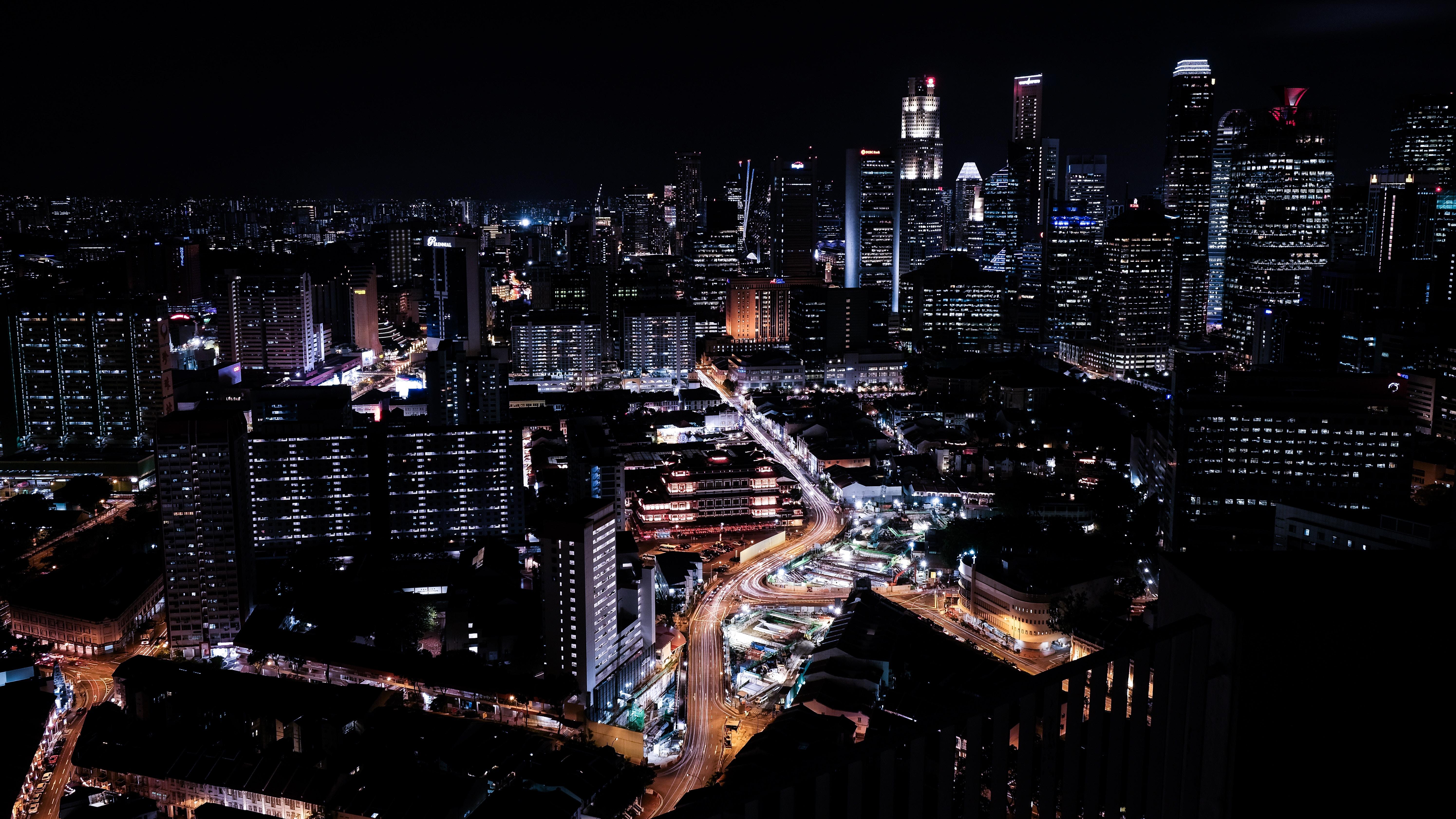 Singapore, Gedung Pencakar Langit, Malam, Kota Malam - Tokyo Night Buildings Hd , HD Wallpaper & Backgrounds