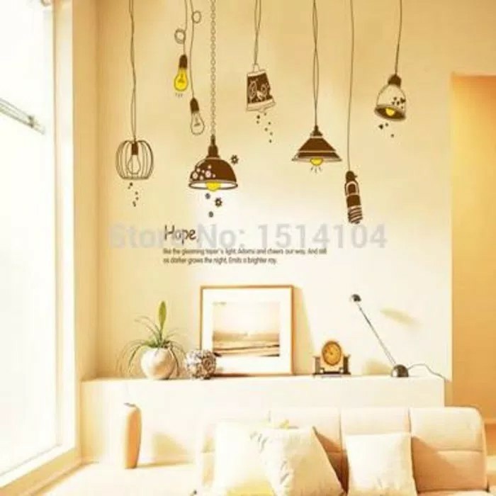 #wallpaper #sticker #homedecor #lampu Kode D, Home - Cream Colour Paint For Wall , HD Wallpaper & Backgrounds
