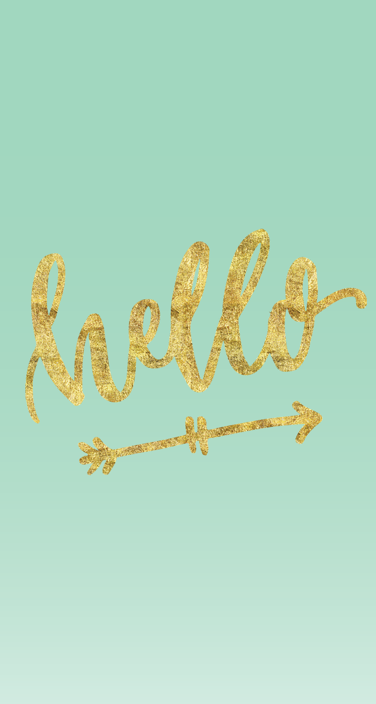 Green Mint Ombre Gld Hello Arrow Iphone Background - Mint Green And Gold , HD Wallpaper & Backgrounds