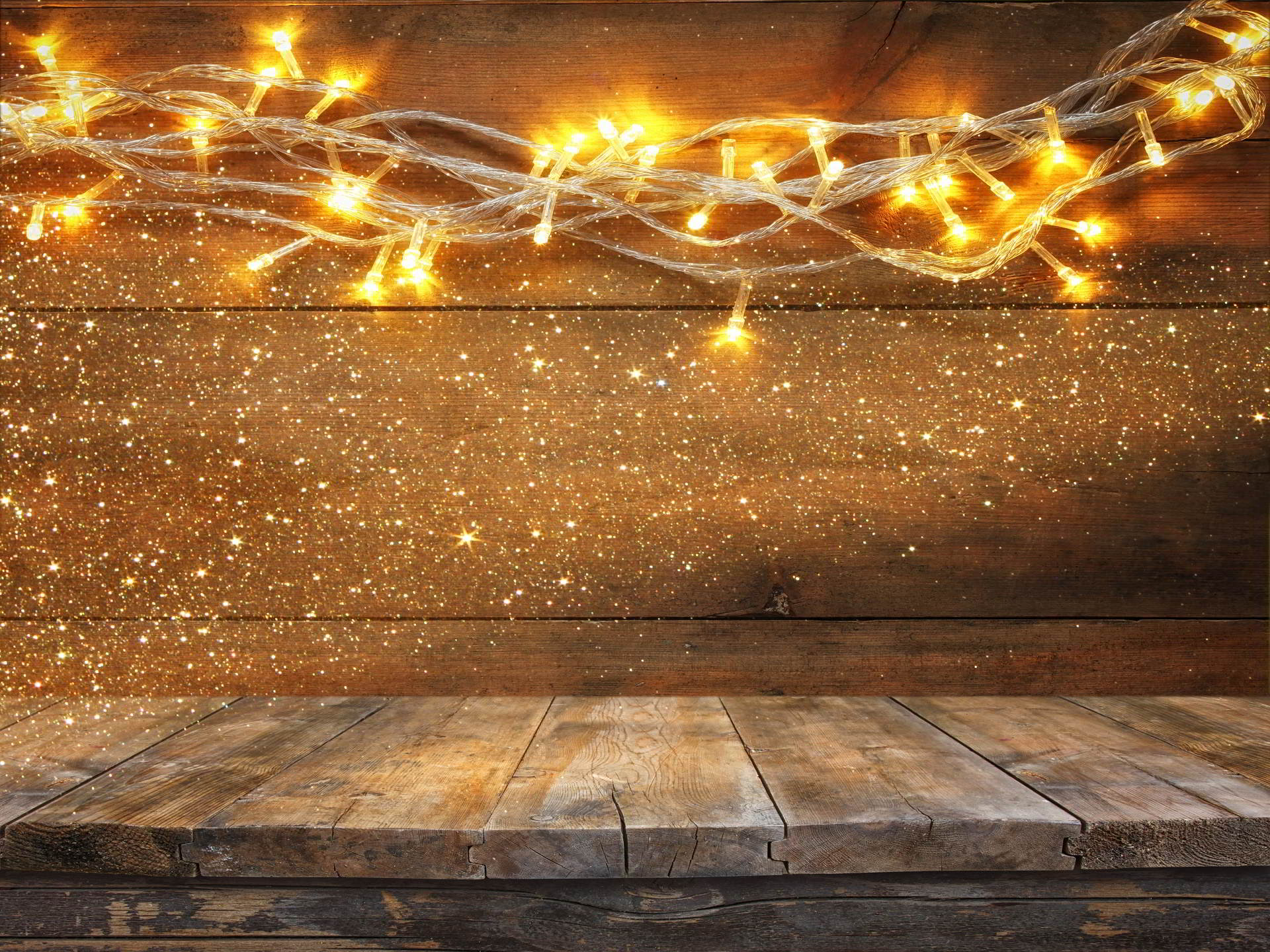 Luces Amarillas Decorando - Rustic Wood Background With Lights , HD Wallpaper & Backgrounds
