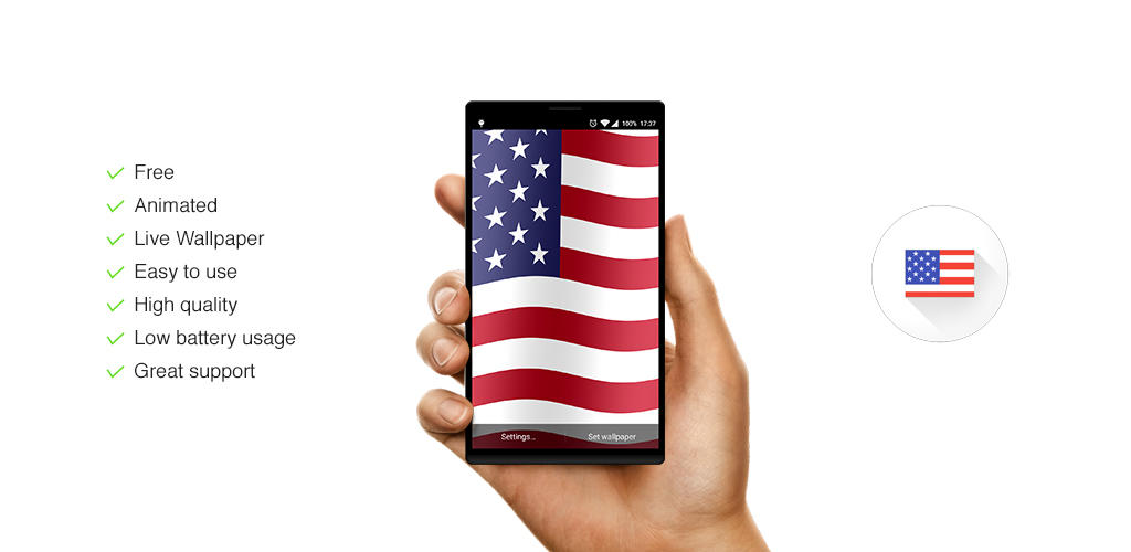 Usa Flag Live Wallpaper For Android - Flag Of The United States , HD Wallpaper & Backgrounds