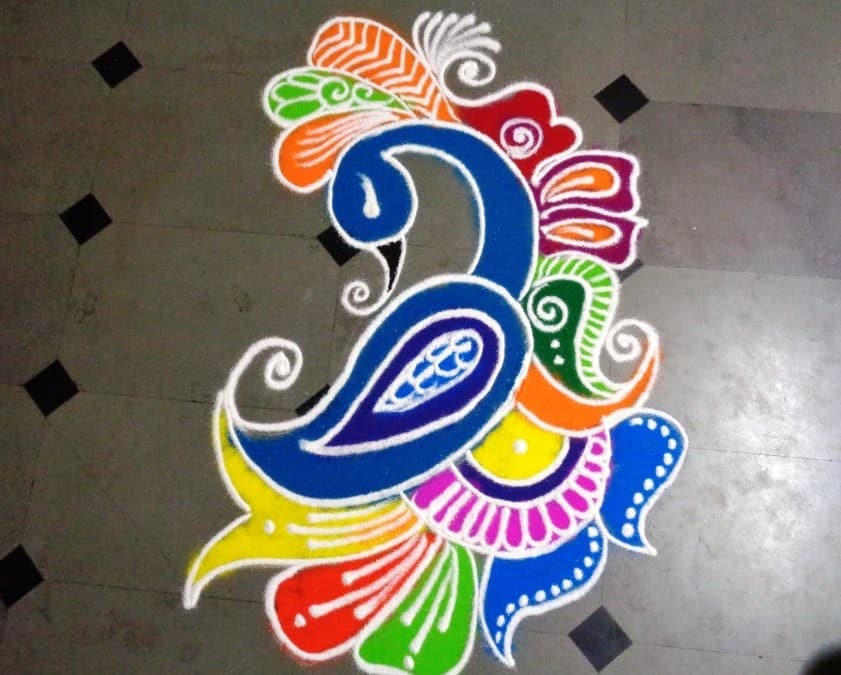 The National Bird Of India - Rangoli Designs 2018 For Diwali , HD Wallpaper & Backgrounds