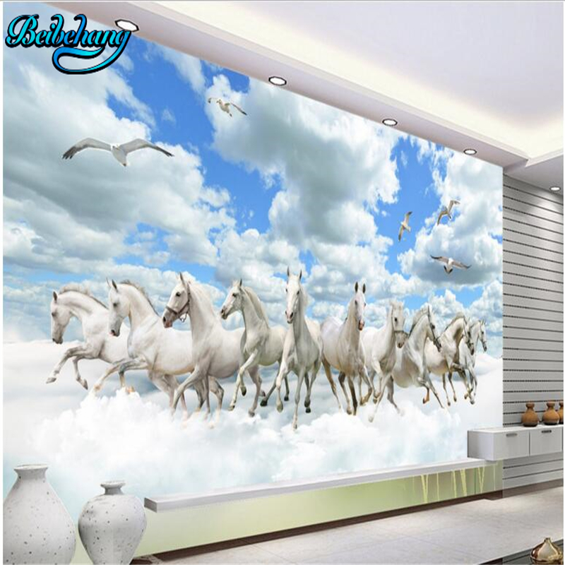 Beibehang Besar Wallpaper Kustom Lukisan Dinding Kosong - 3d White Horse , HD Wallpaper & Backgrounds
