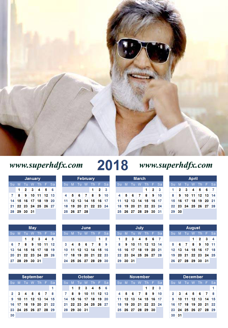 Super Star Rajinikanth 2018 Calendar Free Download - Kabali Gangster , HD Wallpaper & Backgrounds