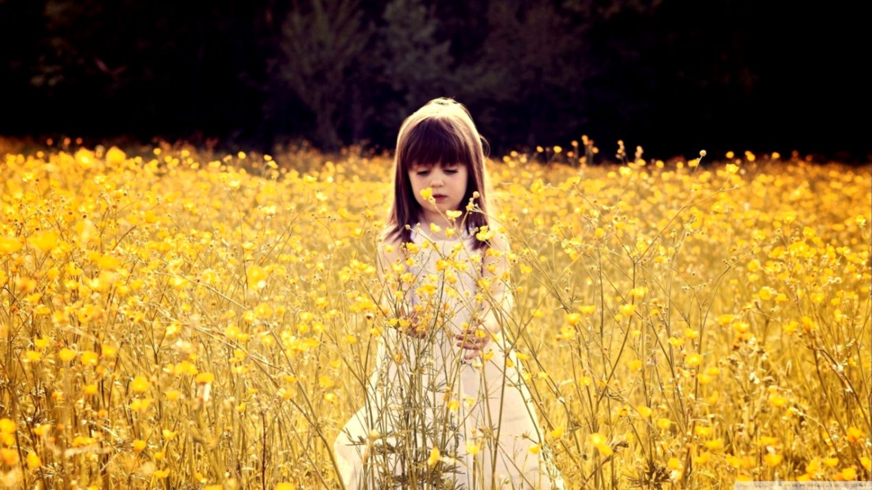 Cute Child In A Flower Field ❤ 4k Hd Desktop Wallpaper - Little Girl In Flower Field , HD Wallpaper & Backgrounds