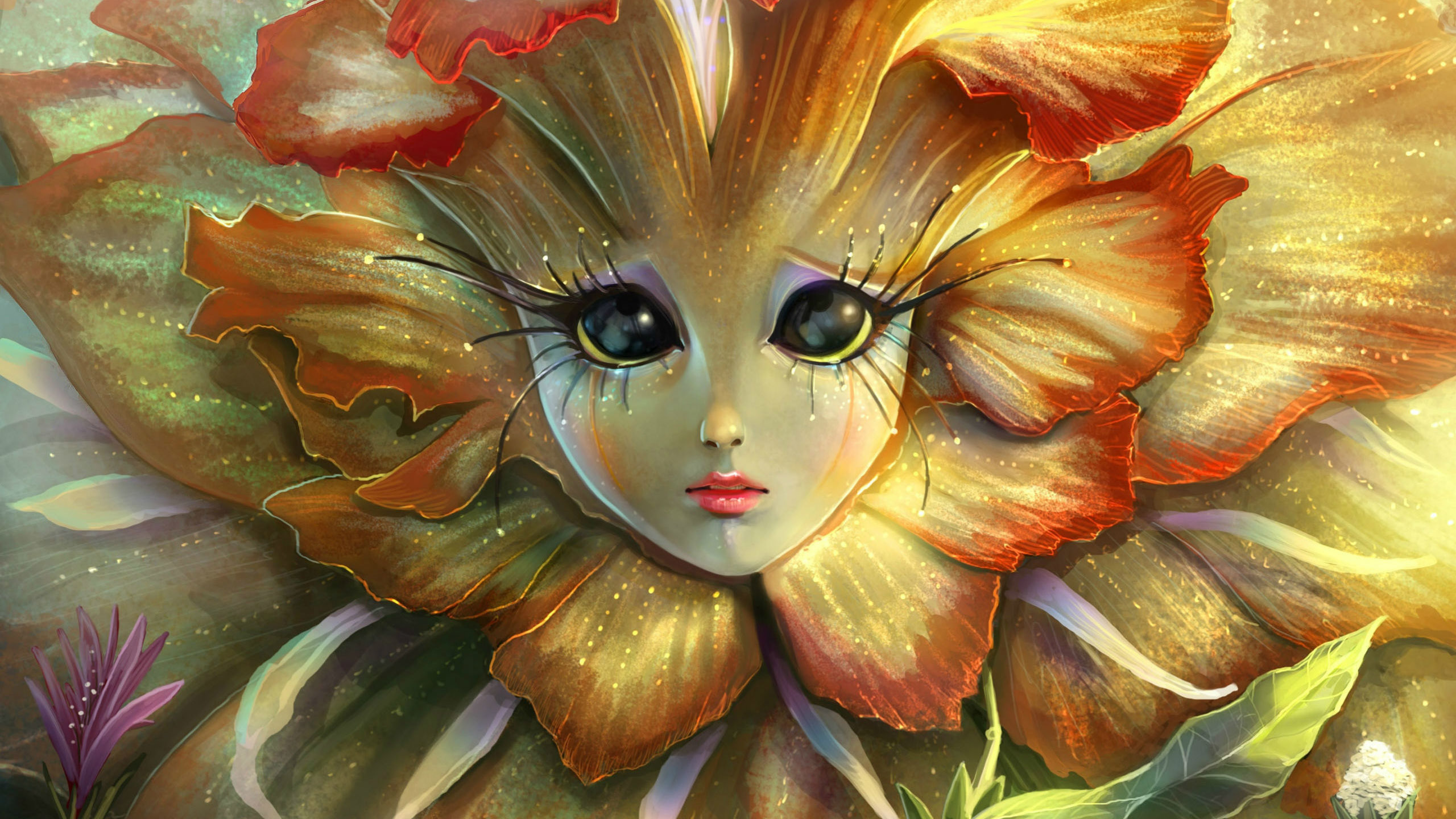 Sad Flower Girl Hd Wallpaper - Flower Fairy Fantasy Art , HD Wallpaper & Backgrounds