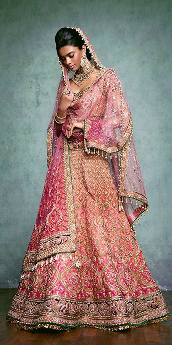 Designer Dulhan Lehenga Pics - Tarun Tahiliani Pink Bridal Lehenga , HD Wallpaper & Backgrounds