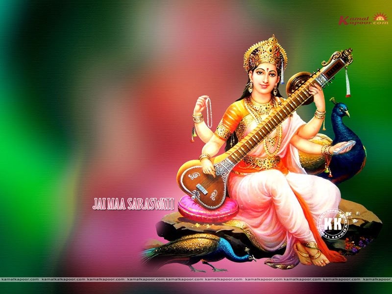 Goddess Saraswati Wallpaper - Maa Saraswati Image Download , HD Wallpaper & Backgrounds