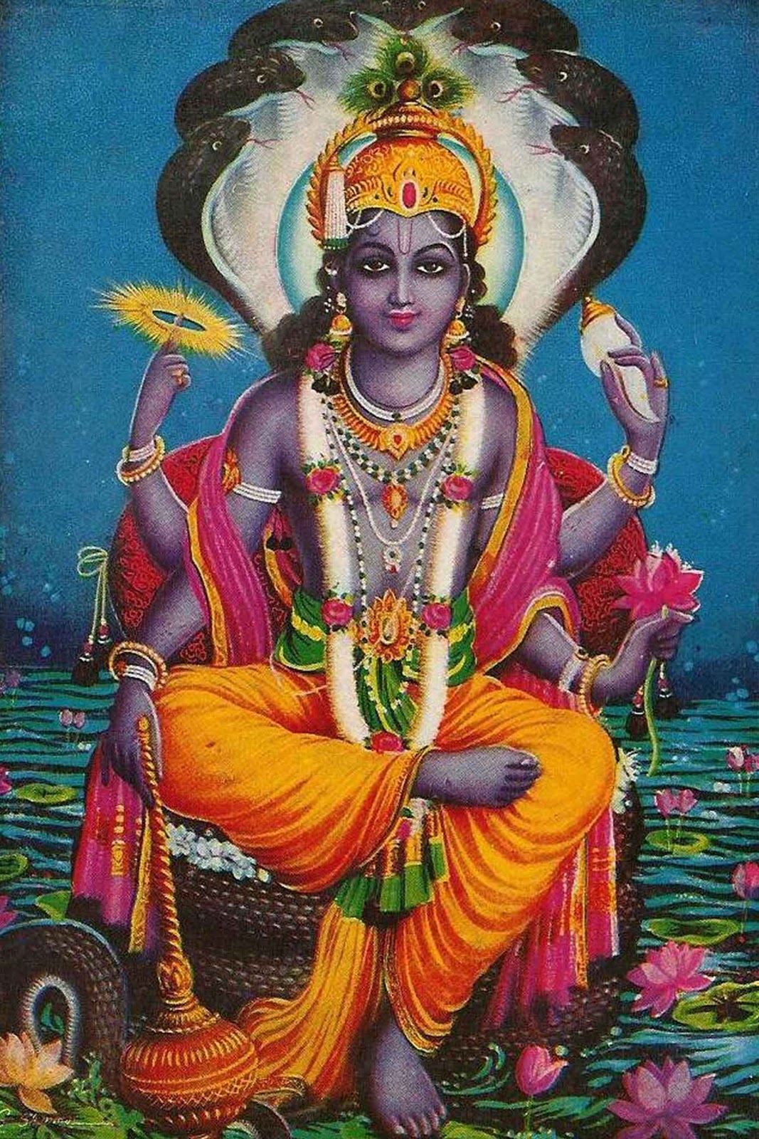 Lord Vishnu Sitting On Snake , HD Wallpaper & Backgrounds