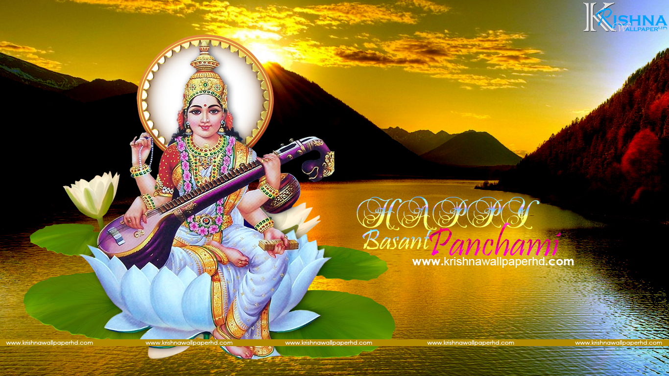 Basant Panchami Wallpaper For Desktop - Full Hd Maa Saraswati , HD Wallpaper & Backgrounds