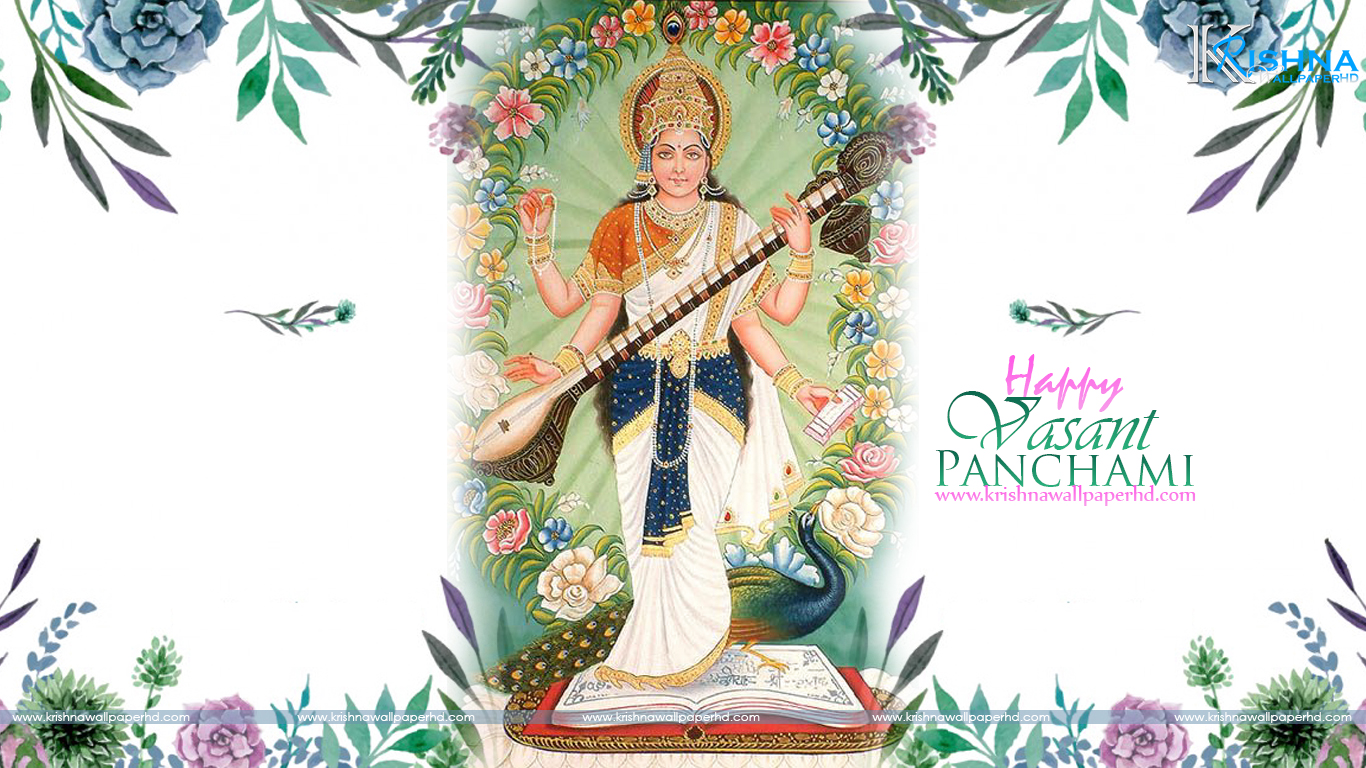 Happy Vasant Panchami Hd Wallpaper Free Download - Saraswati Goddess , HD Wallpaper & Backgrounds