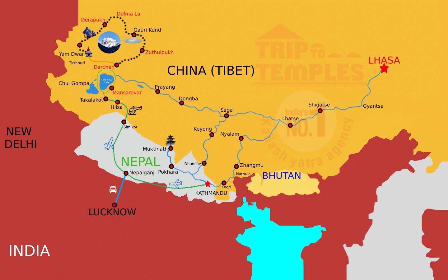 Kailash Yatra Rout Map - Kailash Mansarovar Map , HD Wallpaper & Backgrounds