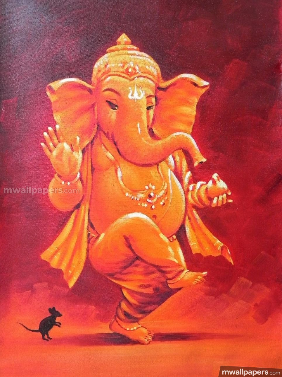 Ganesh - Shri Ganesh Oil Painting , HD Wallpaper & Backgrounds