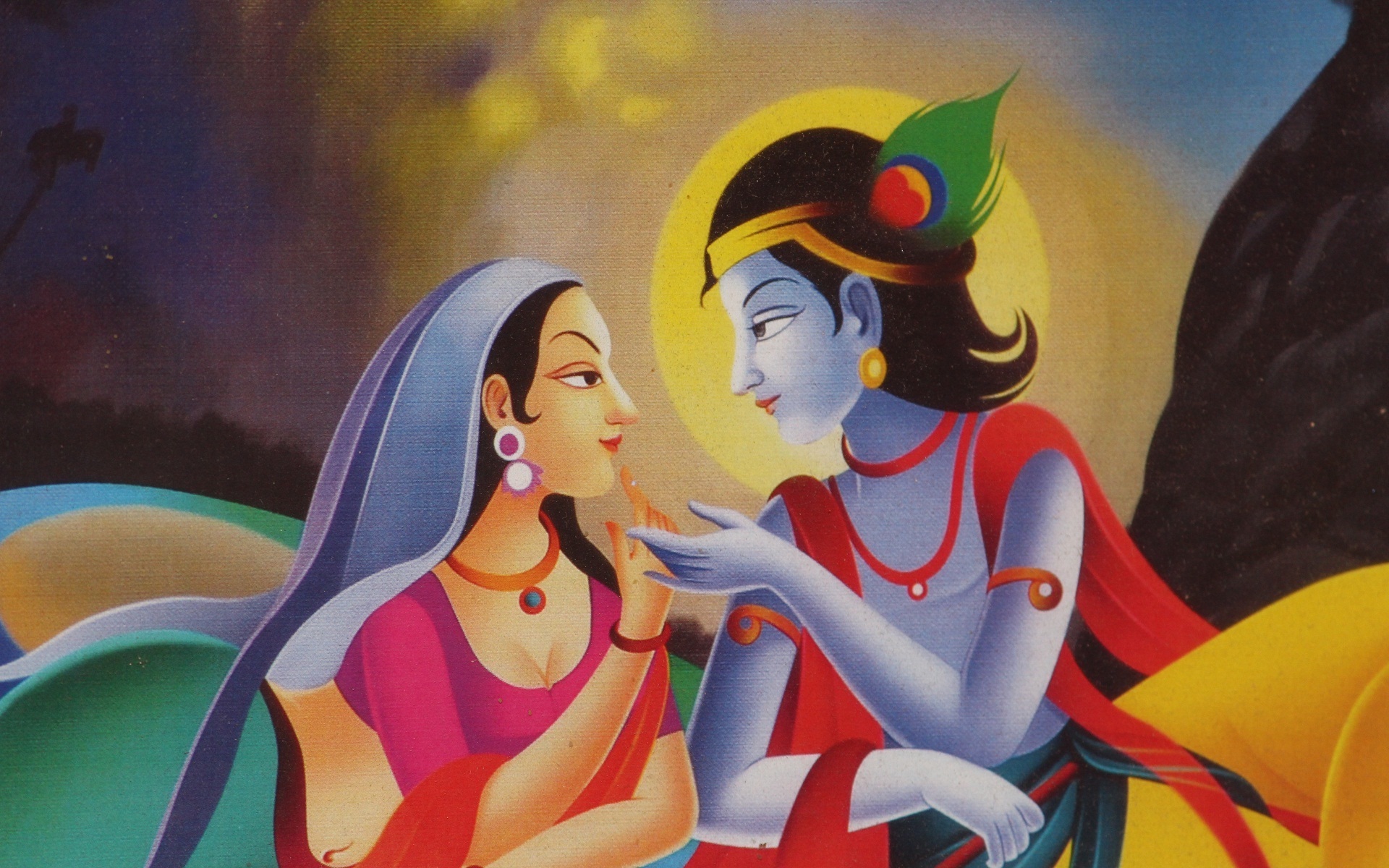 Shri Krishna And Radha Most Beautiful Painting Poster - Most Beautiful Paintings Of Lord Krishna And Radha , HD Wallpaper & Backgrounds