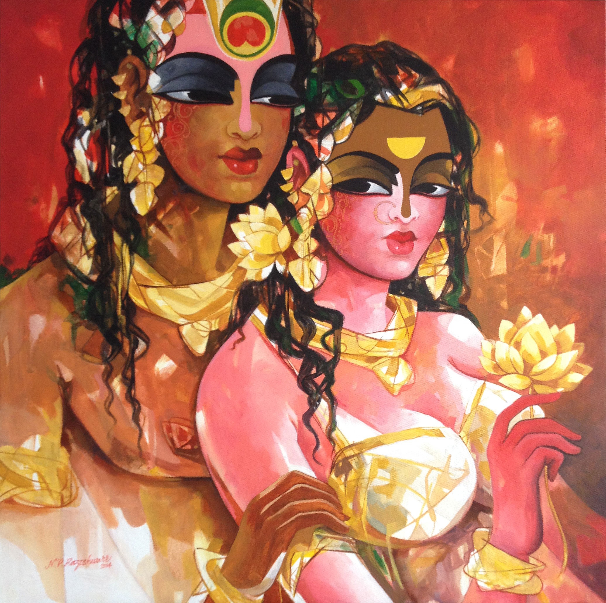 The Most Fascinating Part Of Krishna's Paintings Is - Radha Krishna Painting Iskcon , HD Wallpaper & Backgrounds