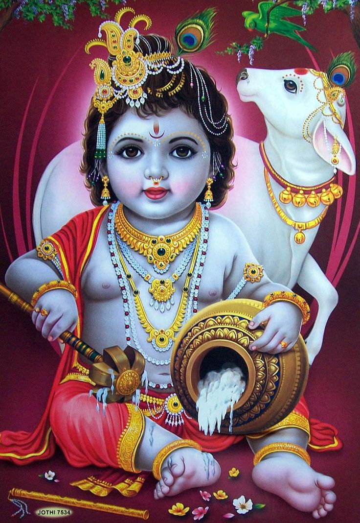 Baby Krishna With Cow , HD Wallpaper & Backgrounds