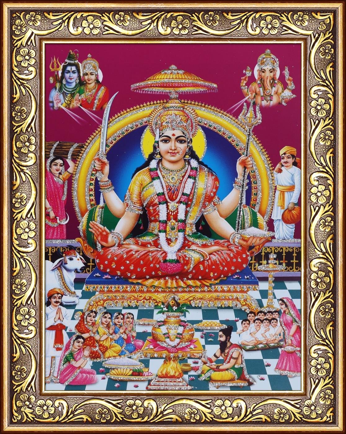 Avercart Goddess Santoshi Poster Inch Framed - Santoshi Maa , HD Wallpaper & Backgrounds