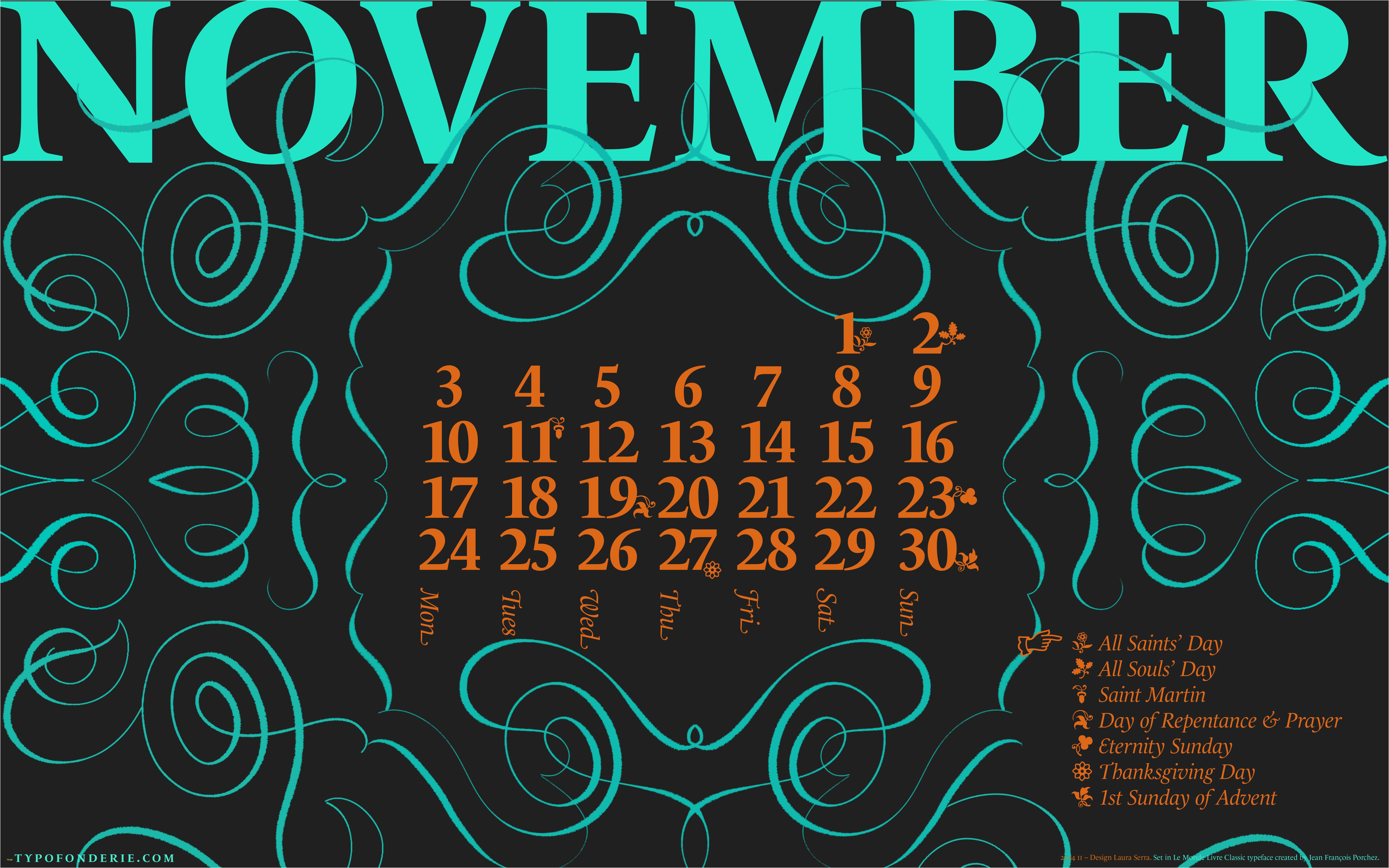 Wallpaper Calendar November 14 Le Monde Livre Classic - November 2017 Screensavers Free , HD Wallpaper & Backgrounds