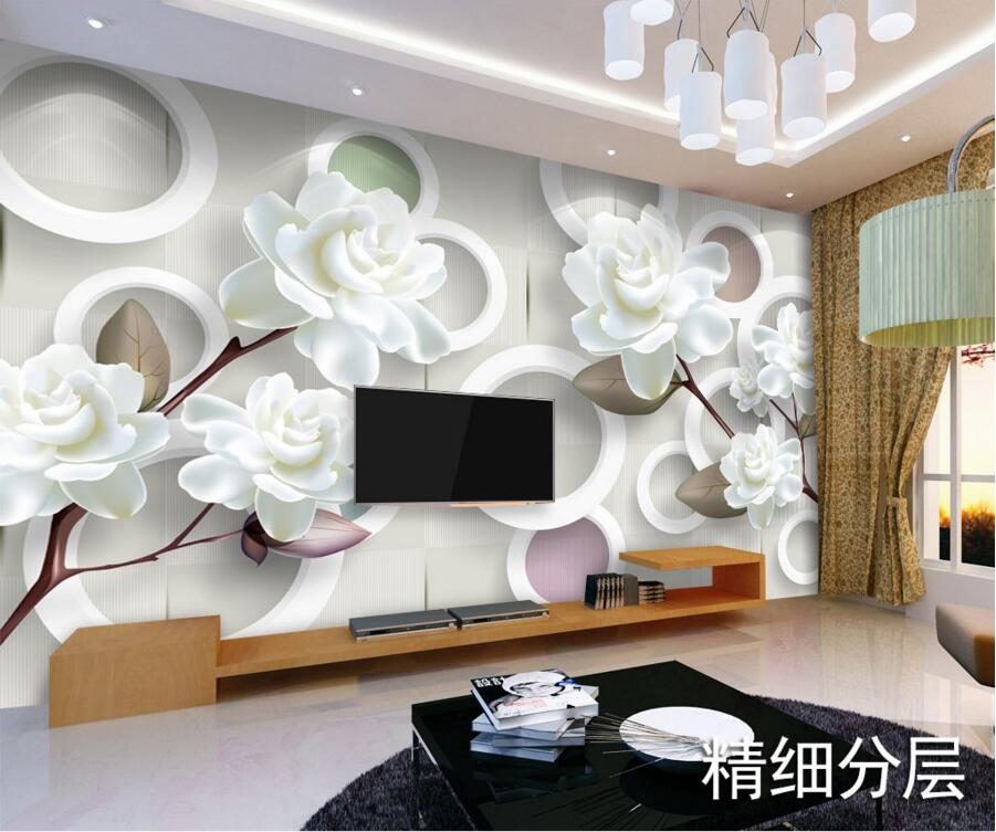 Custom 3d Murals,simple Modern White Peony Papel De - Modern Wallpaper Design For Bedroom , HD Wallpaper & Backgrounds