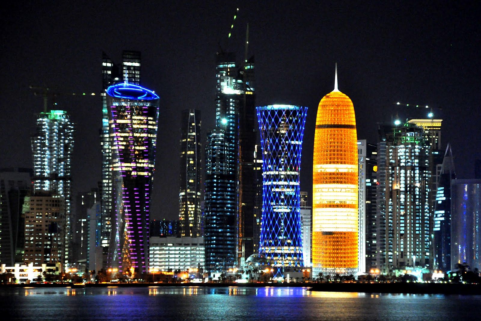 The Postmodern Skyline Of Doha ♥ - Qatar In Night , HD Wallpaper & Backgrounds