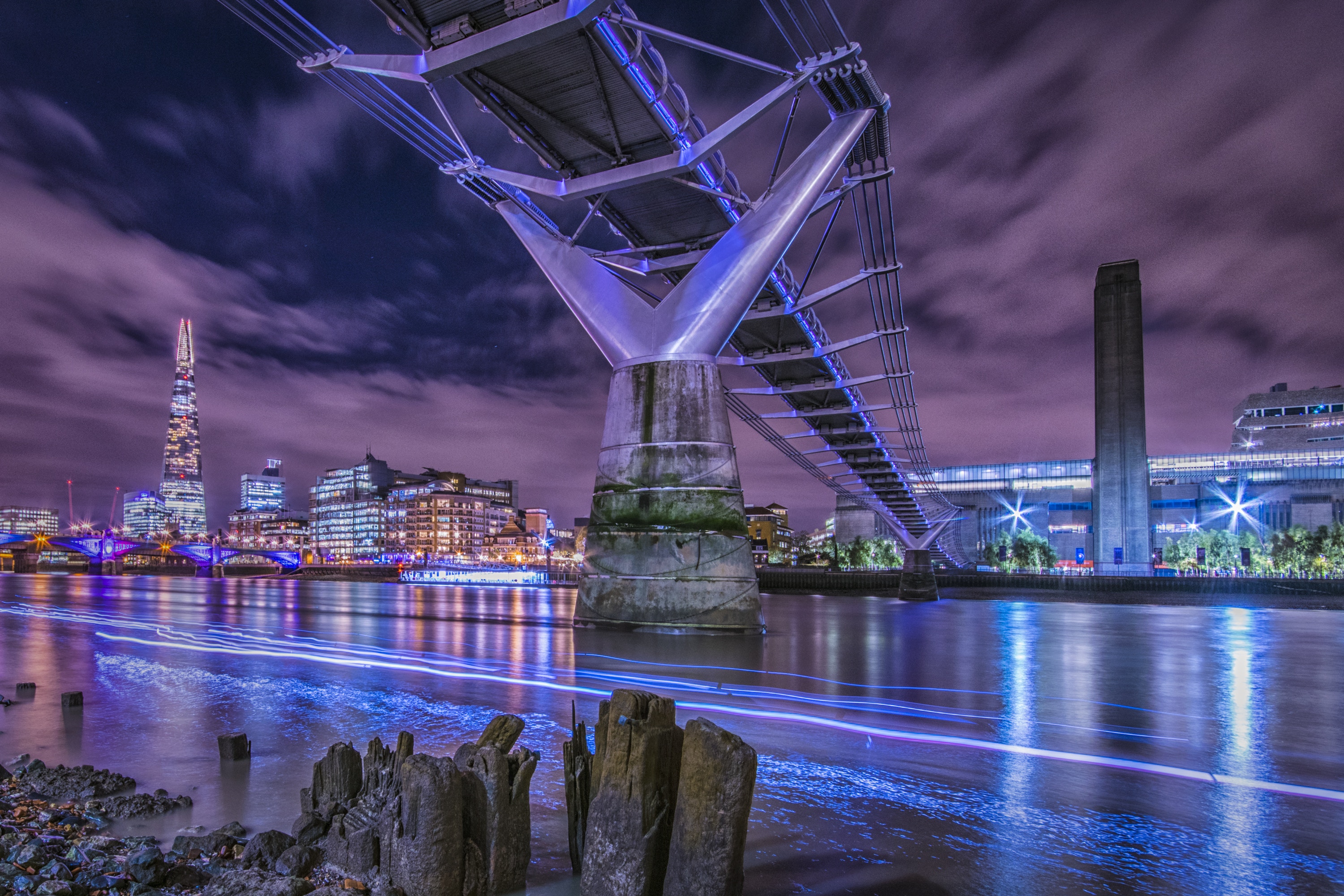 Night London Millenium Bridge , HD Wallpaper & Backgrounds